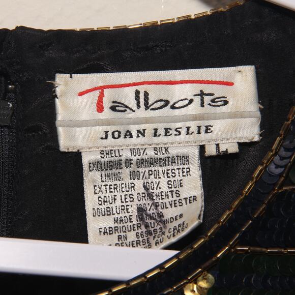 Vintage Talbots Plaid Sequin Beaded Cocktail Top Size Large - Picture 5 of 9